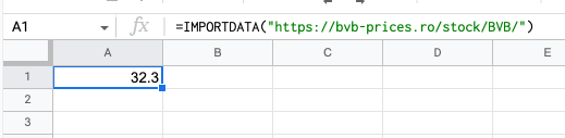 Cum sa importi pretul BVB in Google Sheets