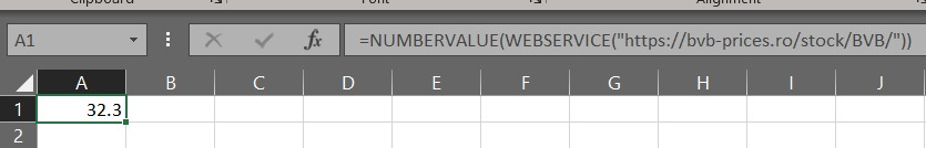 Cum sa importi pretul BVB in Microsoft Excel